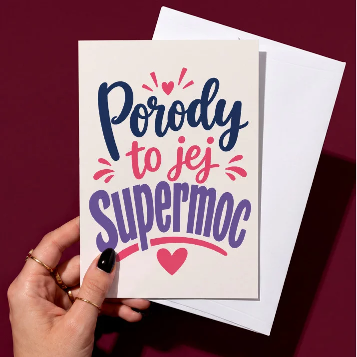Kartka z Życzeniami Dla Położnej Dla Kobiety: Supermoc Położnej Kartka z Życzeniami Dla Położnej Dla Kobiety: Supermoc Położnej