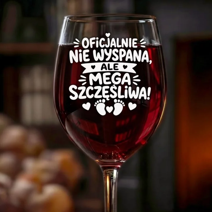 Kieliszek Do Wina Na Urodzenie Dziecka Prezent Dla Kobiety: Nie Wyspana Szczęśliwa
