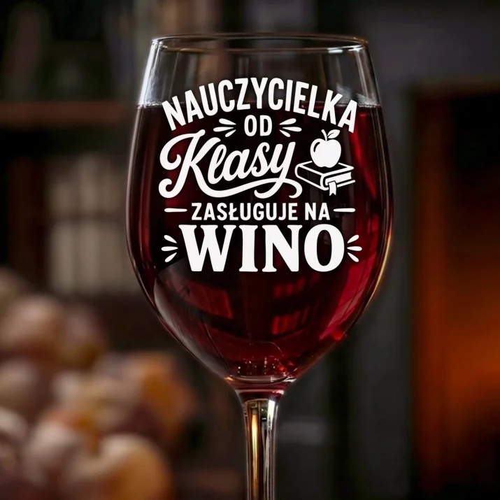 Kieliszek Do Wina Dla Nauczycielki Prezent Na Dzień Nauczyciela Dla Kobiety: Nauczycielka Zasługuje Na Wino