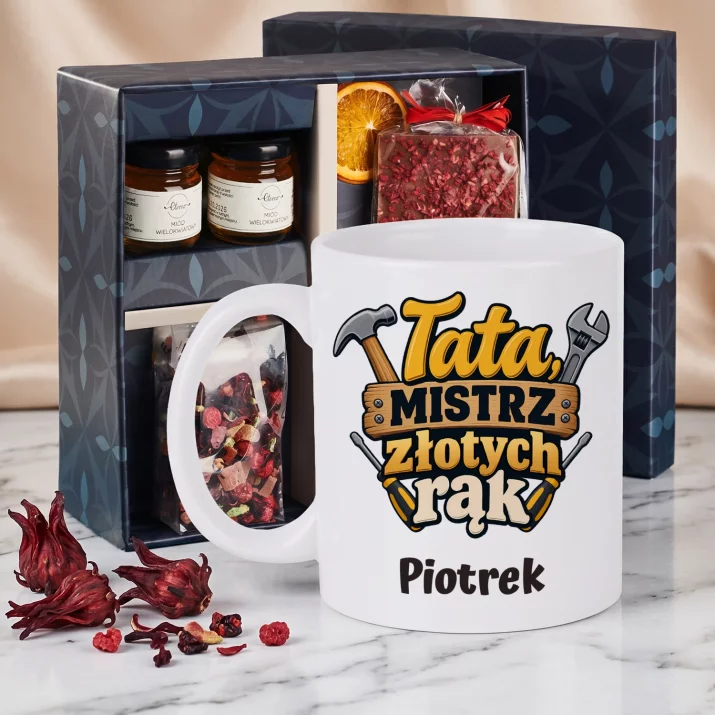 Zestaw Prezentowy z Kubkiem Na Dzień Taty Dla Taty Mężczyzny: Tata, Mistrz Złotych Rąk Zestaw Prezentowy z Kubkiem Na Dzień Taty Dla Taty Mężczyzny: Tata, Mistrz Złotych Rąk