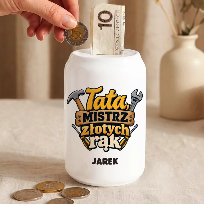 Skarbonka Na Dzień Taty Prezent Dla Taty Mężczyzny: Tata, Mistrz Złotych Rąk Skarbonka Na Dzień Taty Prezent Dla Taty Mężczyzny: Tata, Mistrz Złotych Rąk