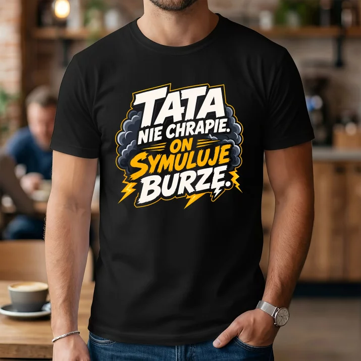 Koszulka Męska Na Dzień Ojca Prezent Dla Taty Mężczyzny: Tata Nie Chrapie