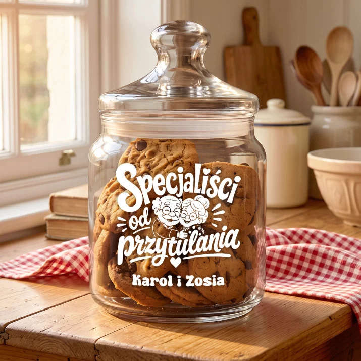 Słoik Na Ciastka z Grawerem Dla Babci i Dziadka Prezent Na Dzień Babci i Dziadka Dla Pary: Specjaliści Od