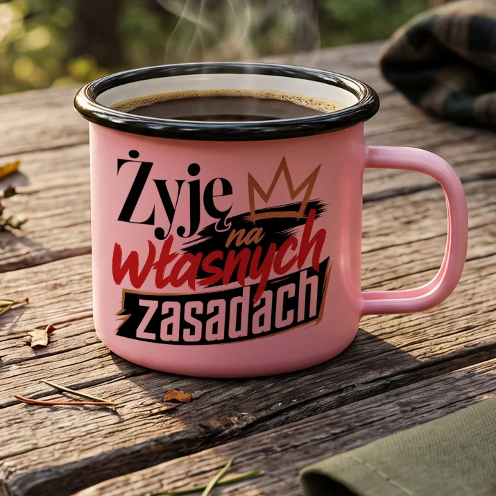 Kubek Emaliowany Dla Kobiety Prezent Dla Kobiety: Manifest Niezależności Kubek Emaliowany Dla Kobiety Prezent Dla Kobiety: Manifest Niezależności