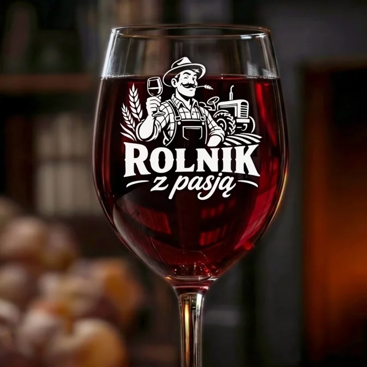 Kieliszek Do Wina Dla Rolnika Prezent Dla Mężczyzny: Rolnik Z Pasją Kieliszek Do Wina Dla Rolnika Prezent Dla Mężczyzny: Rolnik Z Pasją