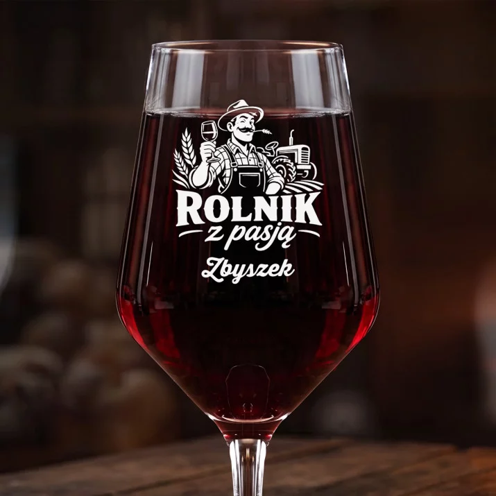 Mega Kieliszek Do Wina z Grawerem Dla Rolnika Prezent Dla Mężczyzny: Rolnik Z Pasją Mega Kieliszek Do Wina z Grawerem Dla Rolnika Prezent Dla Mężczyzny: Rolnik Z Pasją