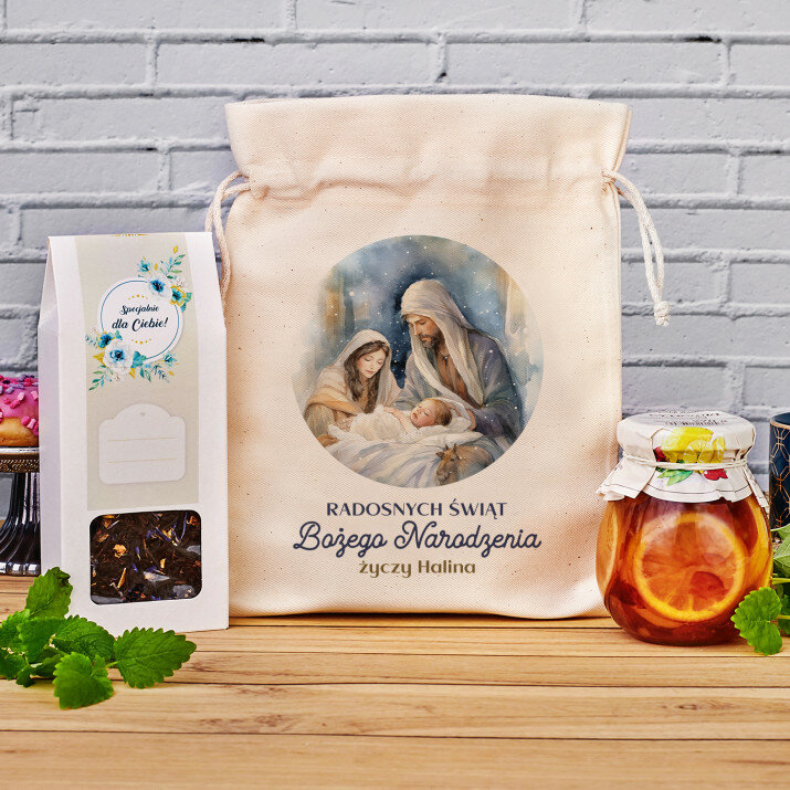 Radosnych świąt szopka - Zestaw Herbaciany w Woreczku