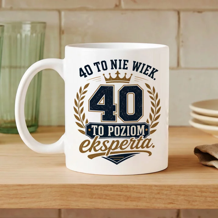 Kubek Z Nadrukiem Na 40 Prezent Na 40 Urodziny Dla Mężczyzny: 40 To Poziom Ekspreta Kubek Z Nadrukiem Na 40 Prezent Na 40 Urodziny Dla Mężczyzny: 40 To Poziom Ekspreta
