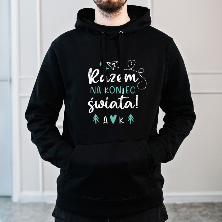 Razem na koniec świata - Bluza męska czarna z kapturem