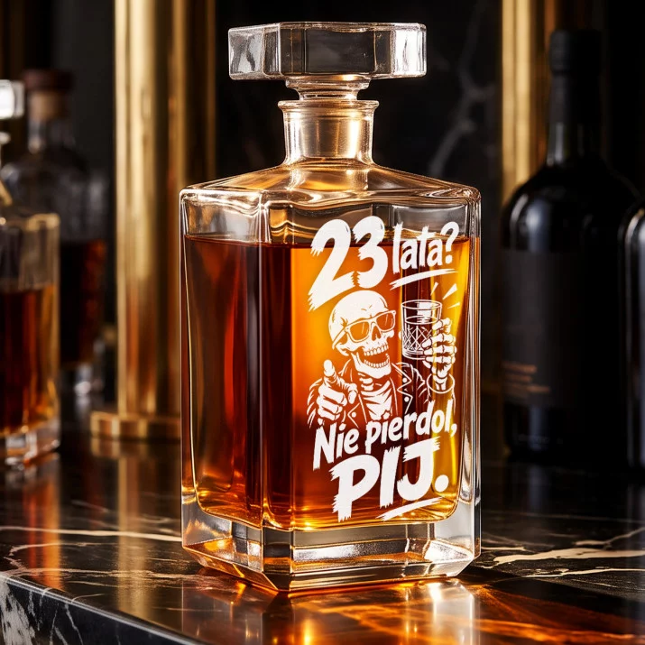 Karafka Do Whisky z Grawerem Dla 23 Latka Prezent Na 20 Urodziny: Brutalny Toast Karafka Do Whisky z Grawerem Dla 23 Latka Prezent Na 20 Urodziny: Brutalny Toast