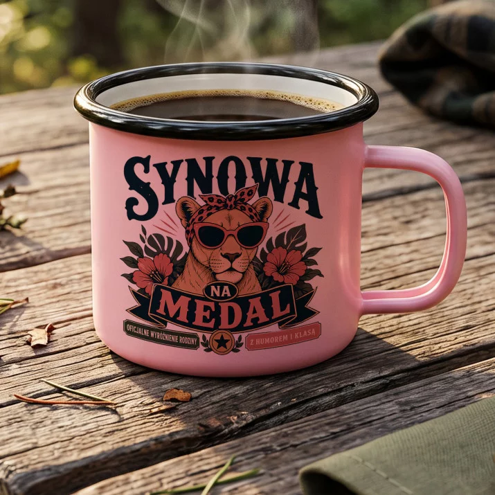 Kubek Emaliowany Dla Synowej Prezent Dla Kobiety: Botaniczny Retro Kolaż