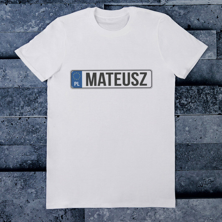 Rejestracja imię - Koszulka męska z nadrukiem