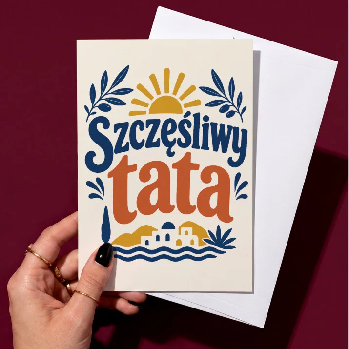 Kartka z Życzeniami Na Narodziny Dziewczynki Dla Mężczyzny: Śródziemnomorska Duma Kartka z Życzeniami Na Narodziny Dziewczynki Dla Mężczyzny: Śródziemnomorska Duma