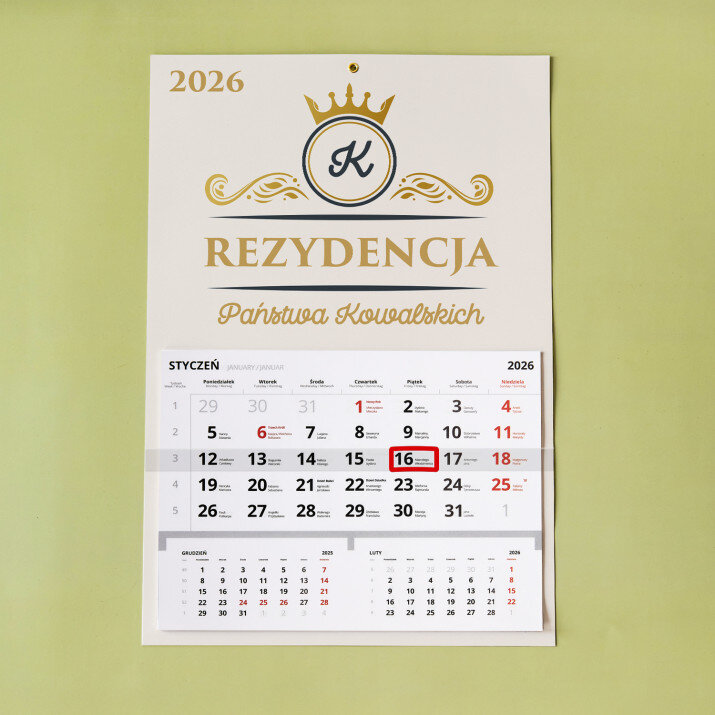 Rezydencja - Kalendarz jednodzielny Rezydencja - Kalendarz jednodzielny