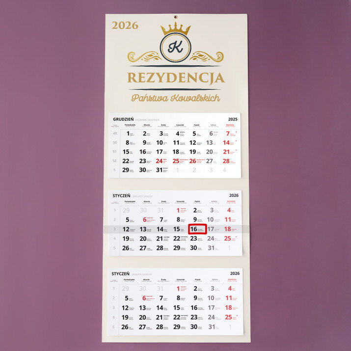 Rezydencja - Kalendarz trójdzielny Rezydencja - Kalendarz trójdzielny