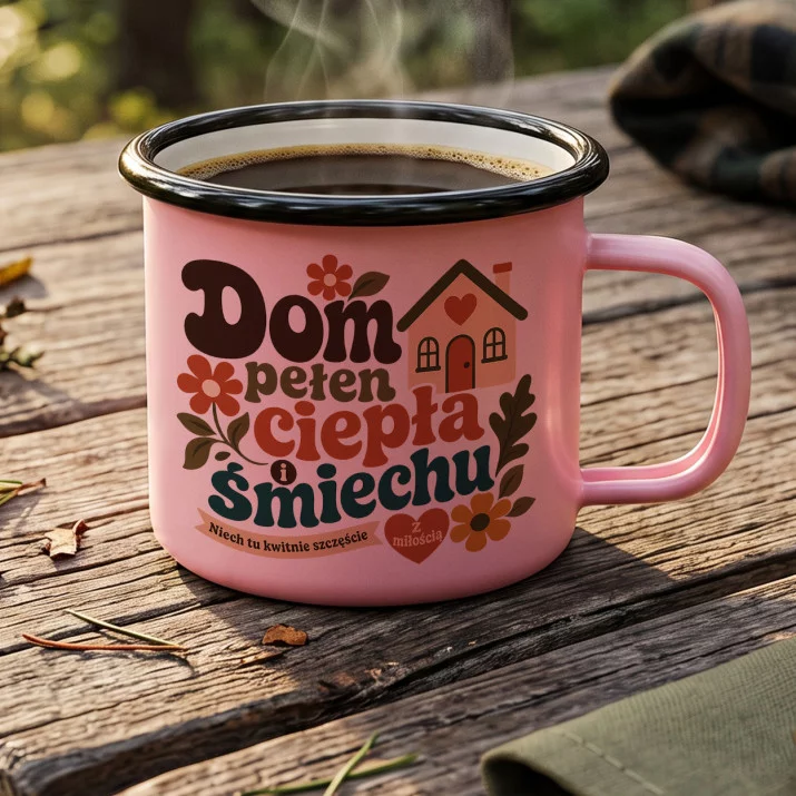 Kubek Emaliowany Na Nowy Dom Prezent Dla Kobiety: Retro Domowe Ciepło Kubek Emaliowany Na Nowy Dom Prezent Dla Kobiety: Retro Domowe Ciepło