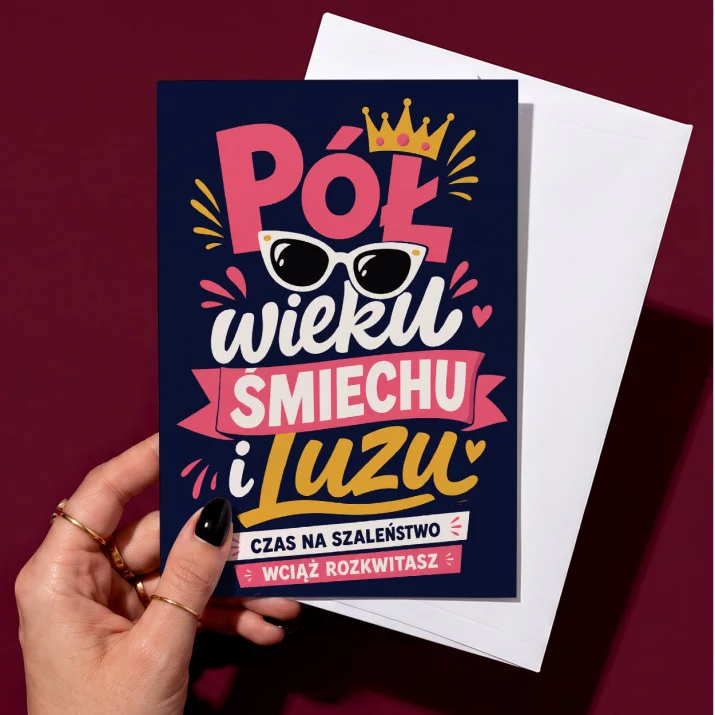 Kartka z Życzeniami Dla 50 Latki Na 50 Urodziny Dla Kobiety: Pięćdziesiątka Z Humorem Kartka z Życzeniami Dla 50 Latki Na 50 Urodziny Dla Kobiety: Pięćdziesiątka Z Humorem