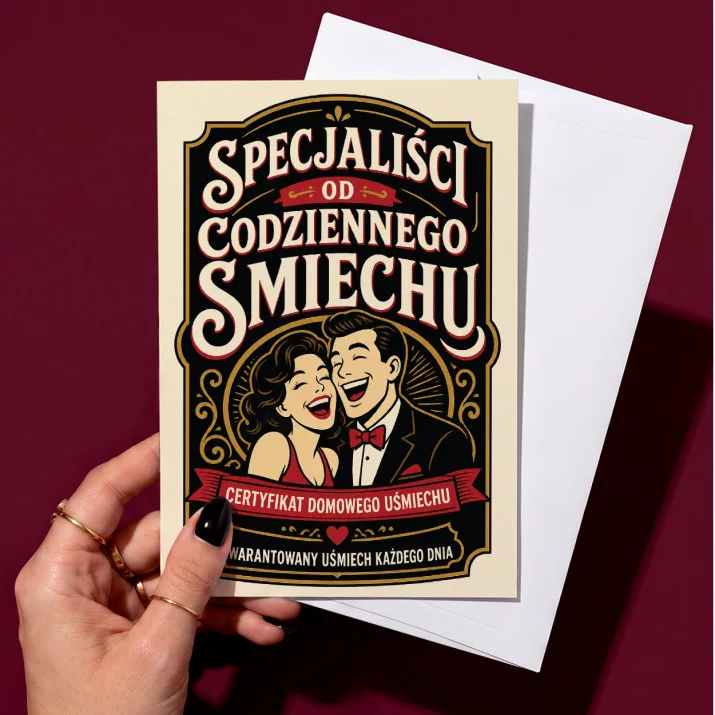Kartka z Życzeniami Na Rocznicę Na Walentynki Dla Pary: Etykieta Radości Retro Kartka z Życzeniami Na Rocznicę Na Walentynki Dla Pary: Etykieta Radości Retro