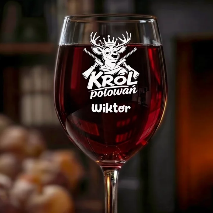 Kieliszek Do Wina z Grawerem Dla Myśliwego Prezent Dla Mężczyzny: Król Polowań