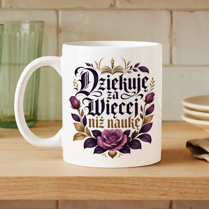 Kubek Z Nadrukiem Na Dzień Nauczyciela Prezent Dla Nauczyciela Kobiety: Wdzięczność W Kwiatach Kubek Z Nadrukiem Na Dzień Nauczyciela Prezent Dla Nauczyciela Kobiety: Wdzięczność W Kwiatach