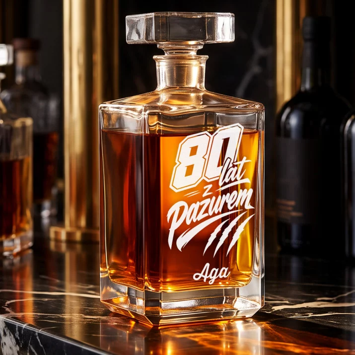 Karafka Do Whisky z Grawerem Na 80 Urodziny Prezent Dla 80 Latki Kobiety: 80 Lat Z Pazurem