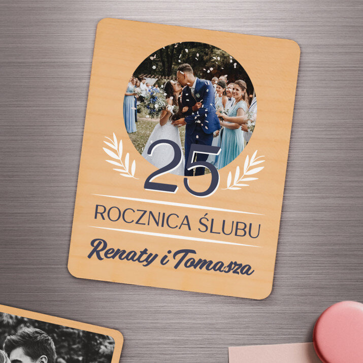 Rocznica ślubu - Magnes drewniany