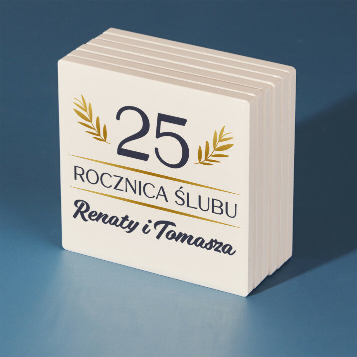Rocznica ślubu - Podkładki ceramiczne pod kubek