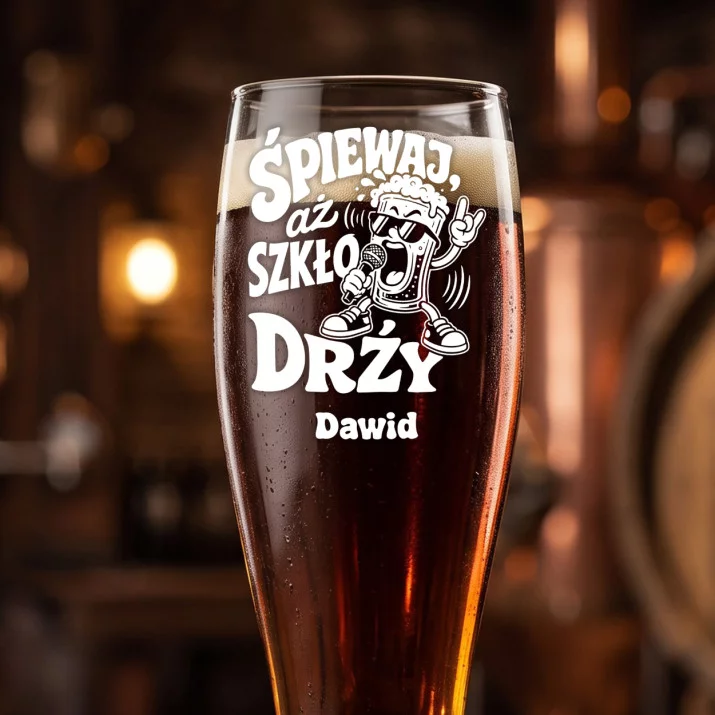 Szklanka Do Piwa Dla Wokalisty Prezent Dla Mężczyzny: Retro Mikrofon I Kufel Szklanka Do Piwa Dla Wokalisty Prezent Dla Mężczyzny: Retro Mikrofon I Kufel