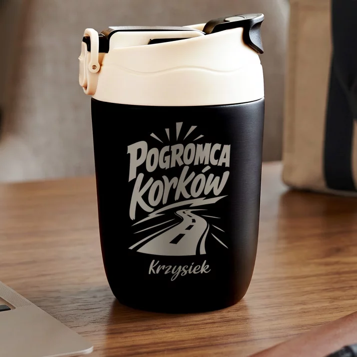 Kubek Termiczny z Imieniem Dla Kierowcy Prezent Dla Mężczyzny: Pogromca Korków
