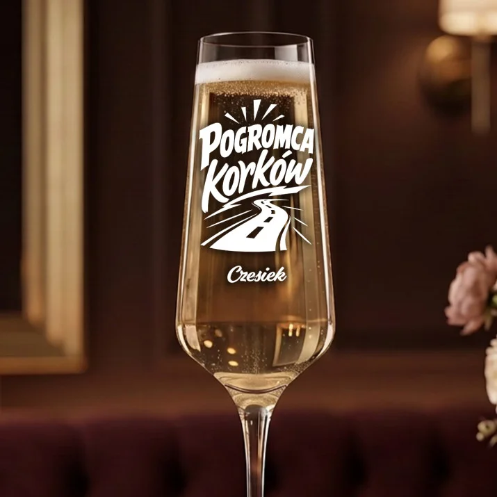 Kieliszek Do Szampana z Imieniem Dla Kierowcy Prezent Dla Mężczyzny: Pogromca Korków Kieliszek Do Szampana z Imieniem Dla Kierowcy Prezent Dla Mężczyzny: Pogromca Korków