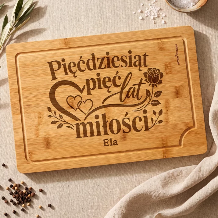 Deska Do Krojenia z Grawerem Na 55 Rocznicę Ślubu Prezent Na Walentynki Dla Kobiety: Pięćdziesiąt Pięć Lat