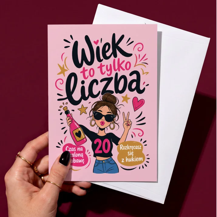 Kartka z Życzeniami Na 20 Urodziny Dla 20 Latki Kobiety: Szalone Dwudzieste