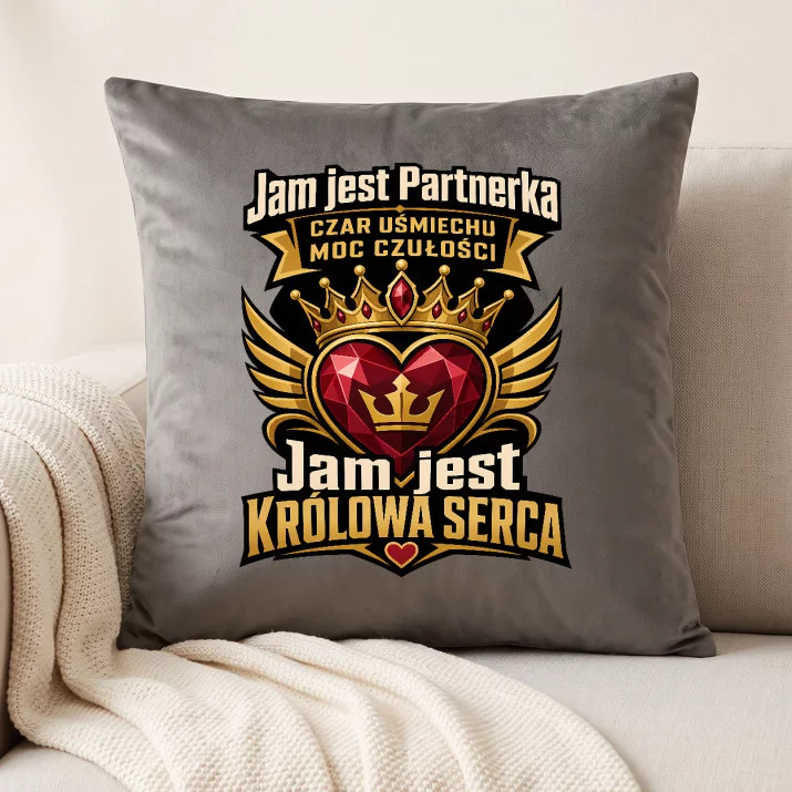 Poduszka Dekoracyjna Dla Partnerki Prezent Na Walentynki Dla Kobiety: Jam Jest Królowa Serca