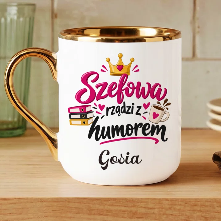 Kubek Personalizowany Dla Szefowej Prezent Dla Kobiety: Szefowa Rządzi Z Humorem Kubek Personalizowany Dla Szefowej Prezent Dla Kobiety: Szefowa Rządzi Z Humorem