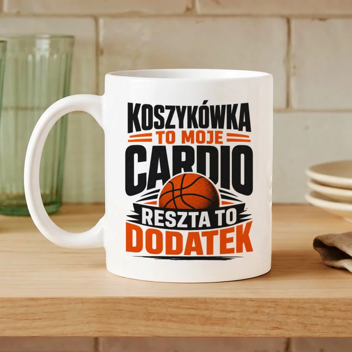Kubek Z Nadrukiem Dla Fana Koszykówki Prezent Dla Mężczyzny: Koszykarskie Cardio Kubek Z Nadrukiem Dla Fana Koszykówki Prezent Dla Mężczyzny: Koszykarskie Cardio