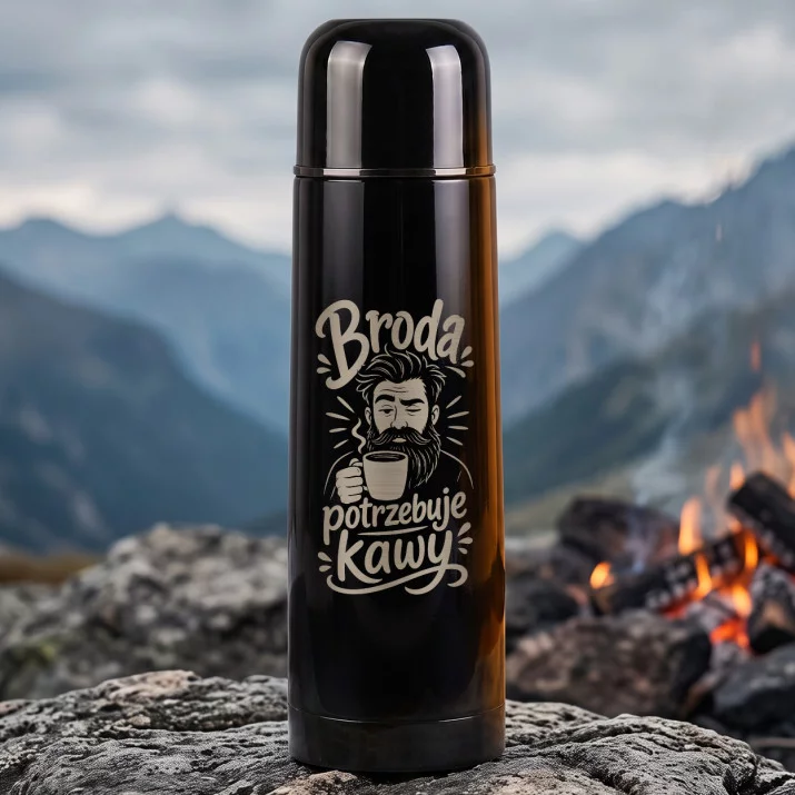 Termos 500ml Dla Brodacza Prezent Dla Mężczyzny: Broda Potrzebuje Kawy