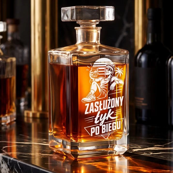 Karafka Do Whisky z Grawerem Dla Biegacza Prezent: Zasłużony Łyk Po Biegu