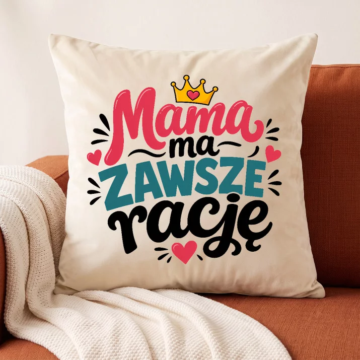 Poduszka Dekoracyjna Dla Mamy Prezent Na Dzień Mamy Dla Kobiety: Mama Z Humorem Poduszka Dekoracyjna Dla Mamy Prezent Na Dzień Mamy Dla Kobiety: Mama Z Humorem