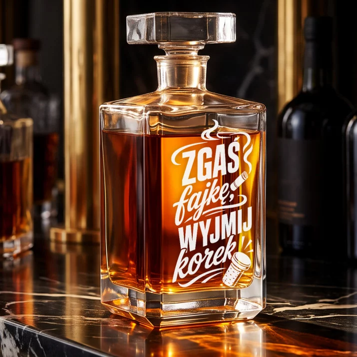 Karafka Do Whisky z Grawerem Dla Palacza Prezent: Zgaś Fajkę, Wyjmij Korek Karafka Do Whisky z Grawerem Dla Palacza Prezent: Zgaś Fajkę, Wyjmij Korek