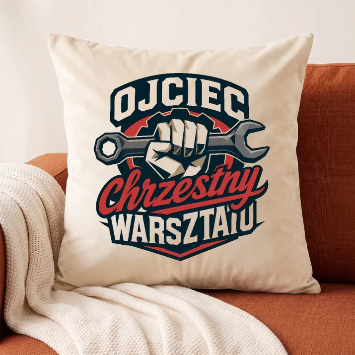Poduszka Dekoracyjna Dla Ojca Chrzestnego Prezent Dla Mężczyzny: Patron Warsztatu Poduszka Dekoracyjna Dla Ojca Chrzestnego Prezent Dla Mężczyzny: Patron Warsztatu