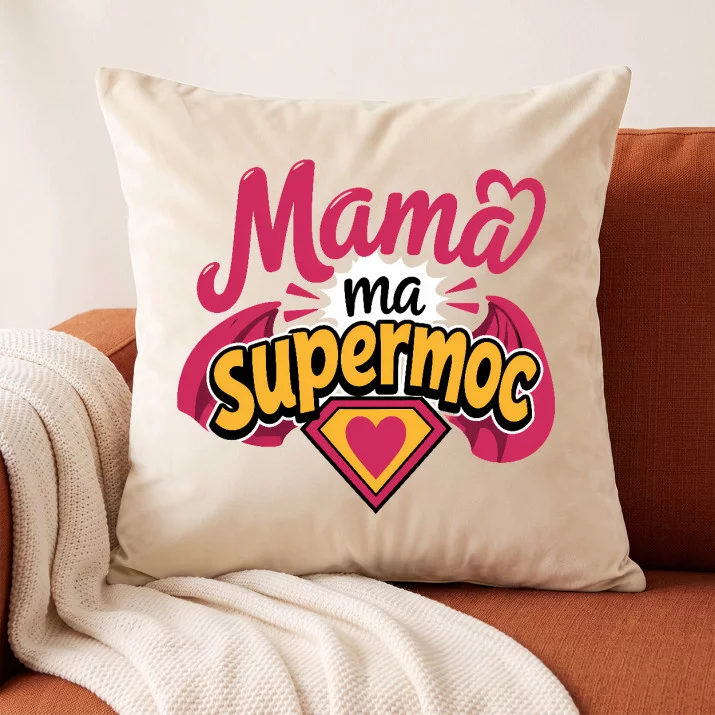 Poduszka Dekoracyjna Dla Mamy Prezent Na Dzień Mamy Dla Kobiety: Typograficzna Supermama Poduszka Dekoracyjna Dla Mamy Prezent Na Dzień Mamy Dla Kobiety: Typograficzna Supermama