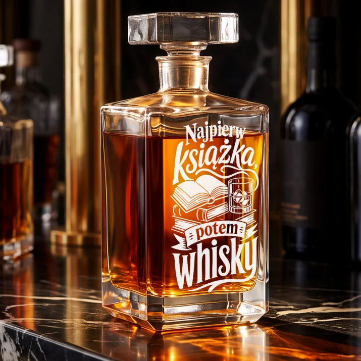 Karafka Do Whisky z Grawerem Dla Miłośnika Książek Prezent: Wieczór Z Książką I