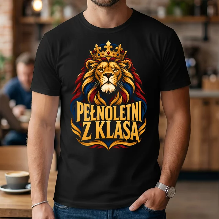 Koszulka Męska Na 18 Prezent Dla Mężczyzny: Pełnoletni Z Klasą