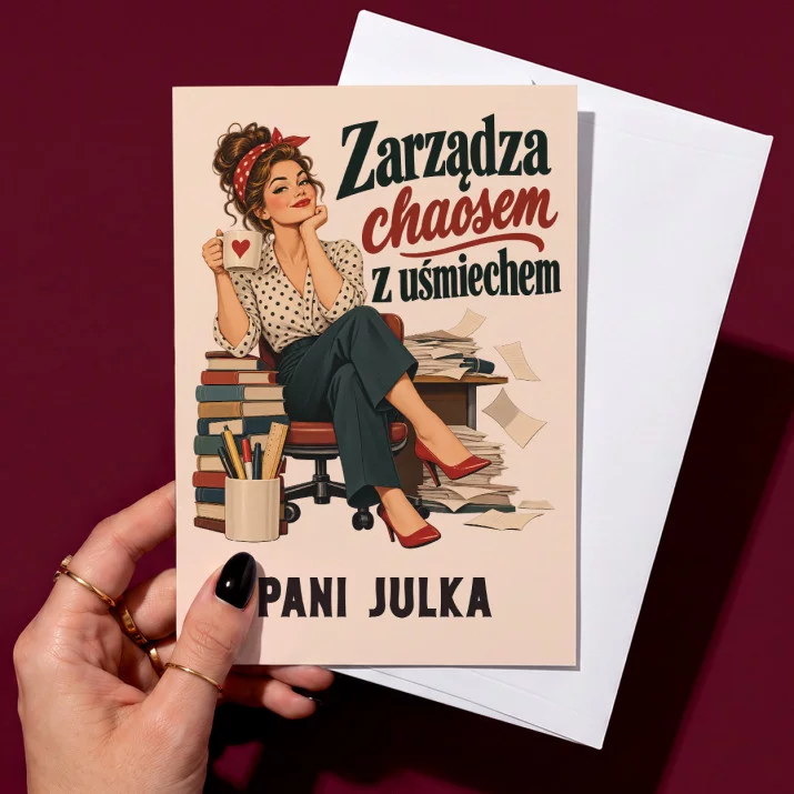 Kartka Personalizowana Na Dzień Nauczyciela Prezent Dla Nauczyciela Kobiety: Zarządza Chaosem Z Kartka Personalizowana Na Dzień Nauczyciela Prezent Dla Nauczyciela Kobiety: Zarządza Chaosem Z