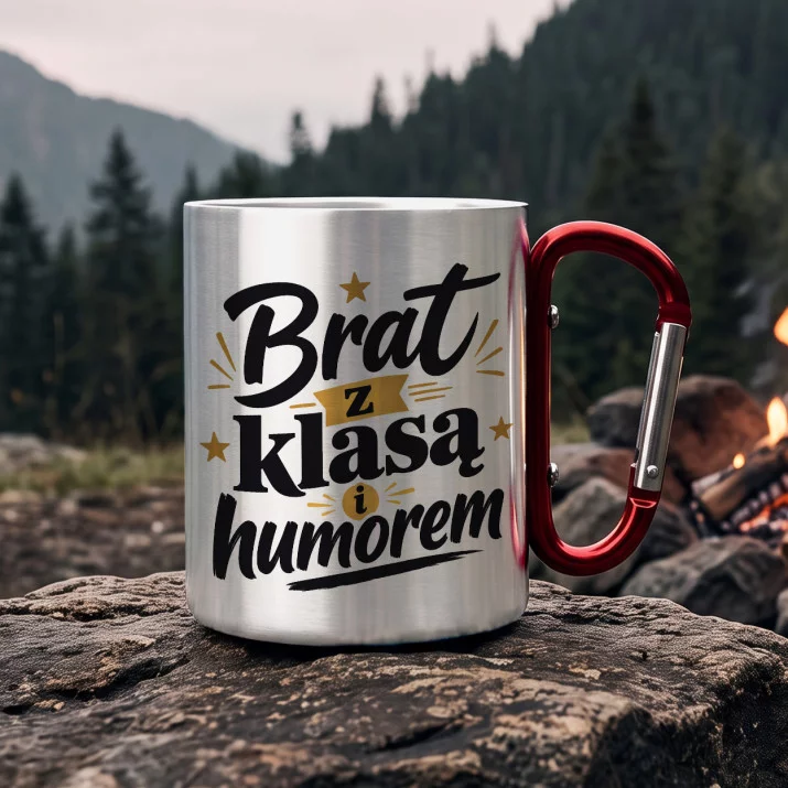 Kubek Metalowy z Karabińczykiem Dla Brata Prezent Dla Mężczyzny: Braterski Szyk Kubek Metalowy z Karabińczykiem Dla Brata Prezent Dla Mężczyzny: Braterski Szyk
