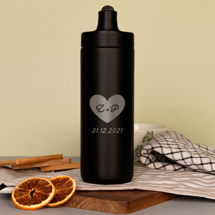  serce + data - Bidon termiczny 500 ml