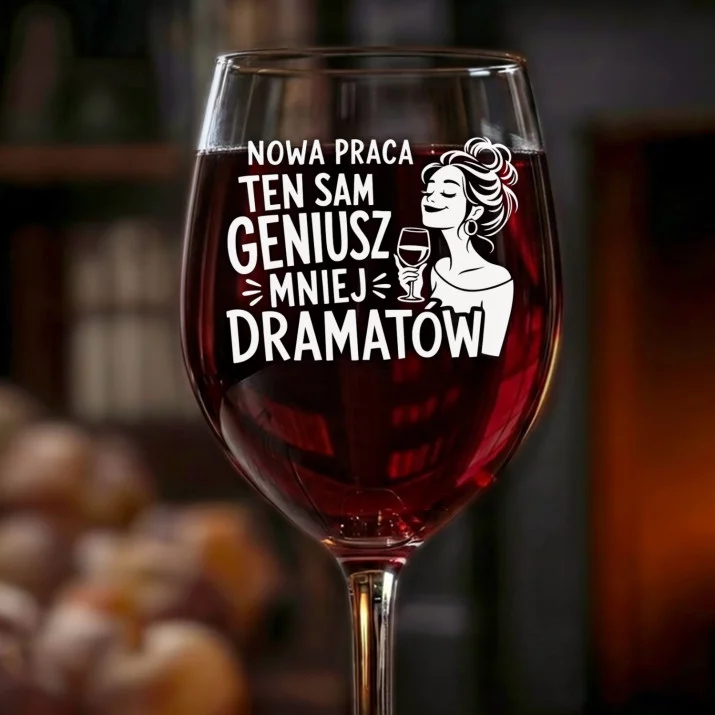 Kieliszek Do Wina Na Pożegnanie Pracownika Prezent Dla Kobiety: Geniusz Mniej Dramatów