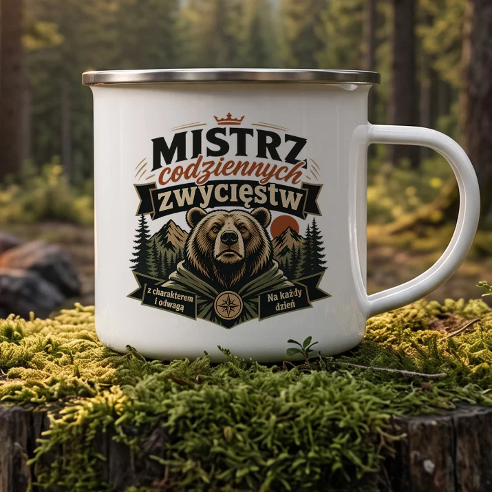 Kubek Emaliowany Na Imieniny Prezent Dla Mężczyzny: Męska Retro Natura Kubek Emaliowany Na Imieniny Prezent Dla Mężczyzny: Męska Retro Natura