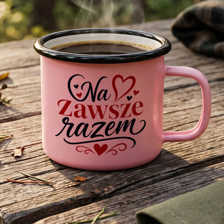 Kubek Emaliowany Dla Narzeczonej Prezent Na Dzień Dziewczyny Dla Kobiety: Wieczna Miłość Kubek Emaliowany Dla Narzeczonej Prezent Na Dzień Dziewczyny Dla Kobiety: Wieczna Miłość