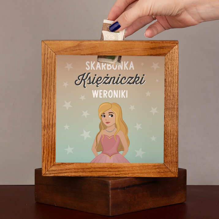  skarbonka księżniczki - Drewniana skarbonka